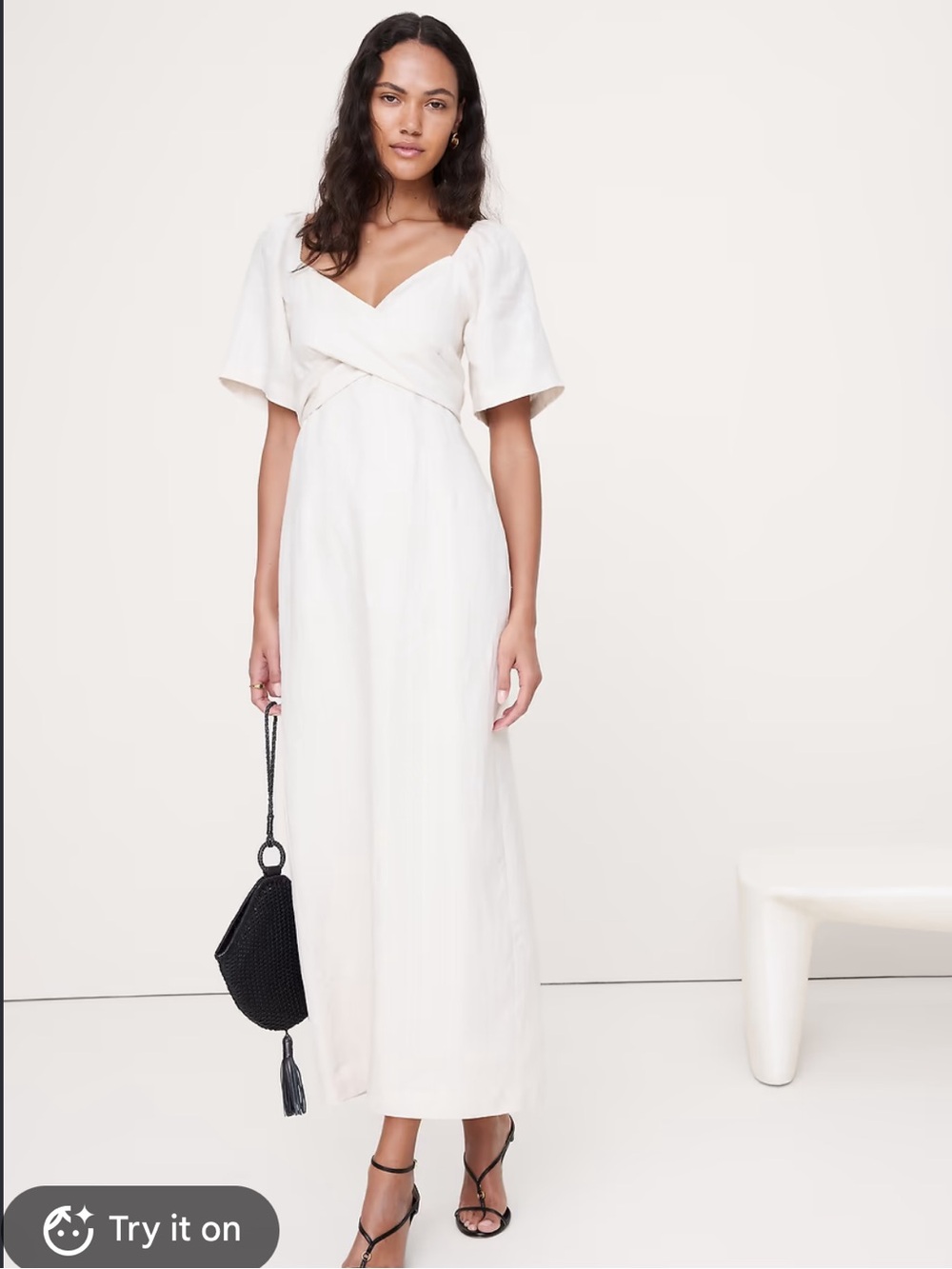 Linen Sweetheart Maxi dress 100% linen 6p